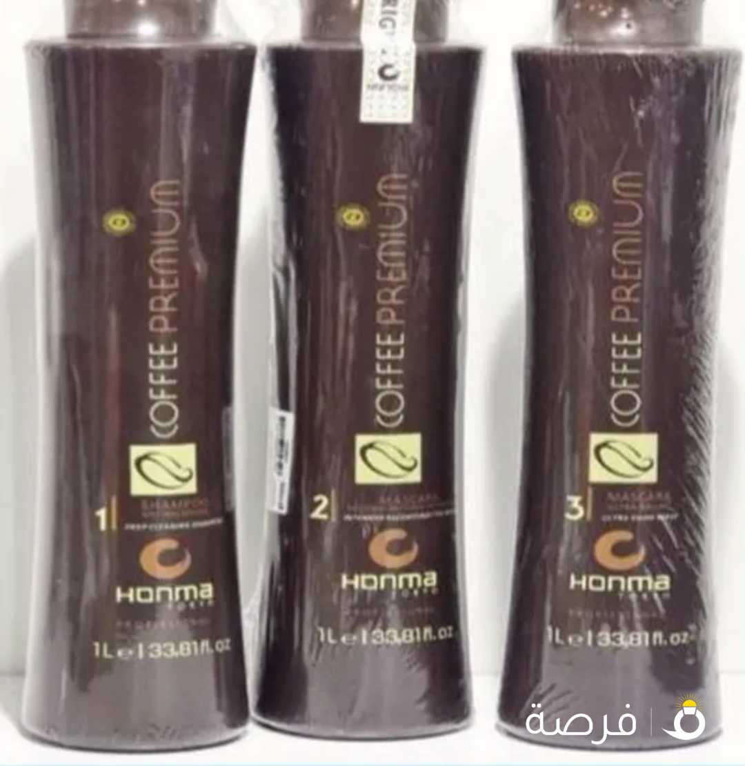 بروتين برازيلي لعلاج وفرد الشعر مع الشامبو والبلسم بنكهة القهوة