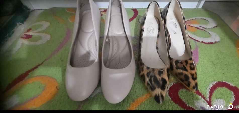 أحذية استعمال مرة واحدة بحالة ممتازة مقاس38 والبيج ممكن تلبس أكبر شوية