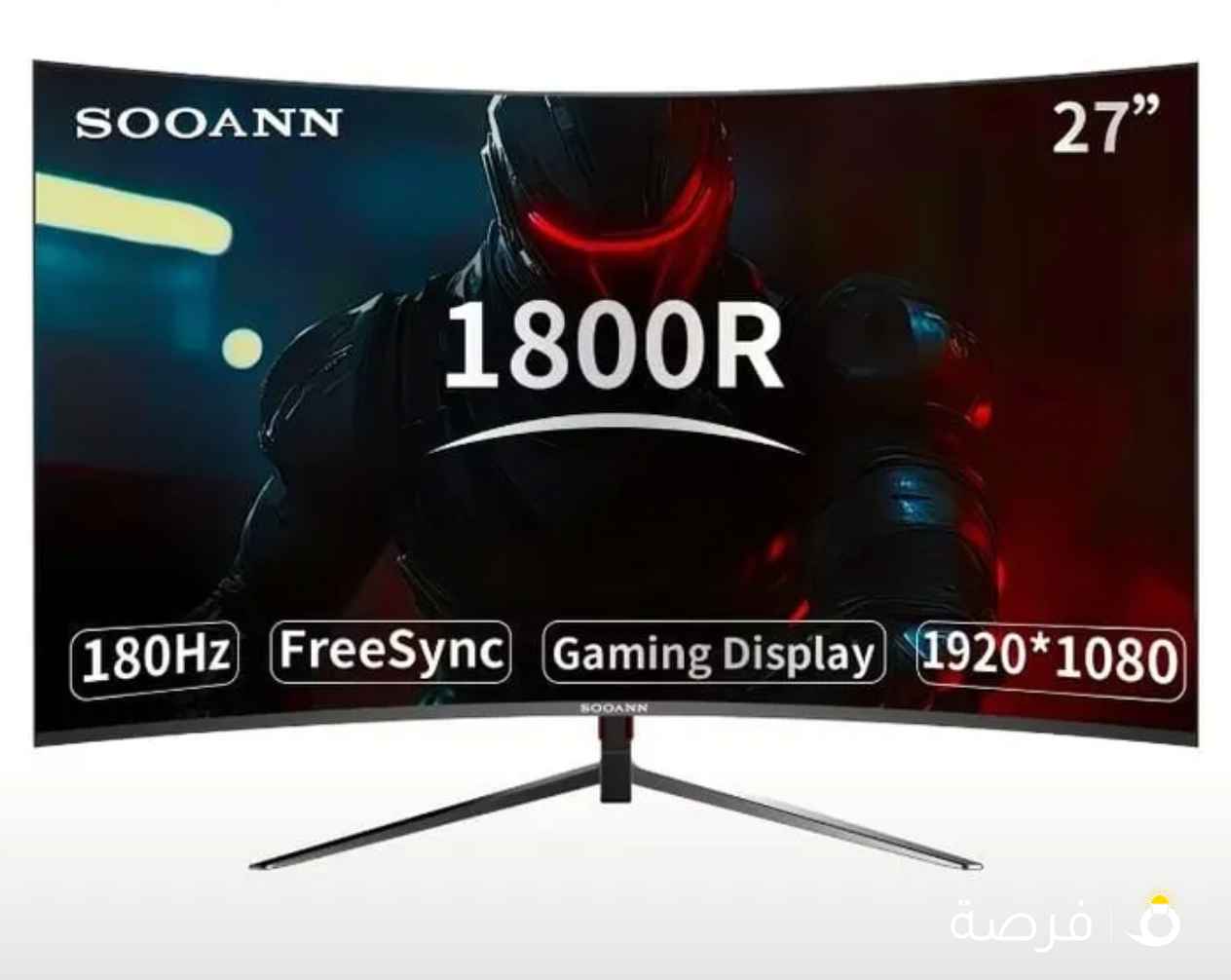 شاشة الألعاب المنحنية من SOOANN بقياس 27 بوصة، 1800R، معدل تحديث 180 هرتز FHD 1080P قابله للإمالة