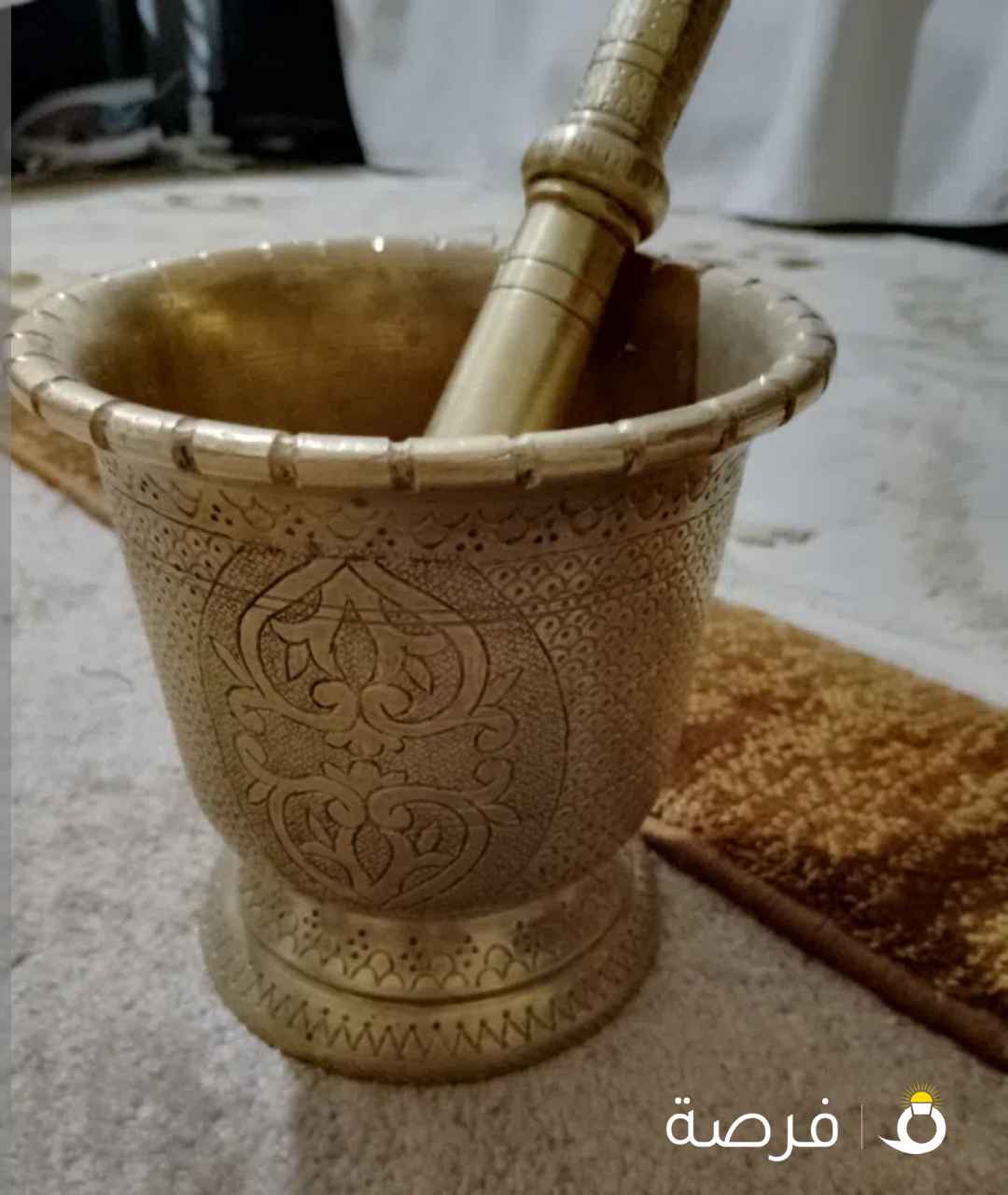 مهراس نحاس اصلي منقوش تحفه فنيه