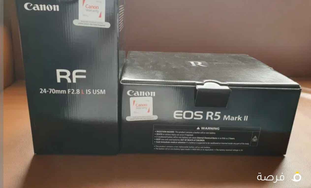 للبيع كاميرا كانون ⁦⁦R5⁩⁩ ⁦⁦Mark⁩⁩ ⁦⁦II⁩⁩ جديدة+ عدسة كانون ⁦⁦70-24⁩⁩ ⁦⁦MM⁩⁩ جديدة