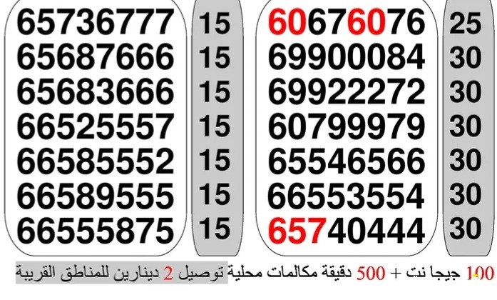 خطوط اوريدو مميزة رصيد 7 دنانير