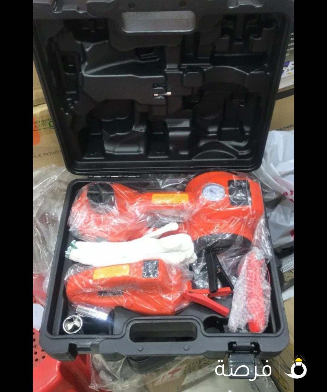 جك رفع السيارة الكهربائي ودريل فك براغي التاير الكهربائي - electric car jack & wrench sutt