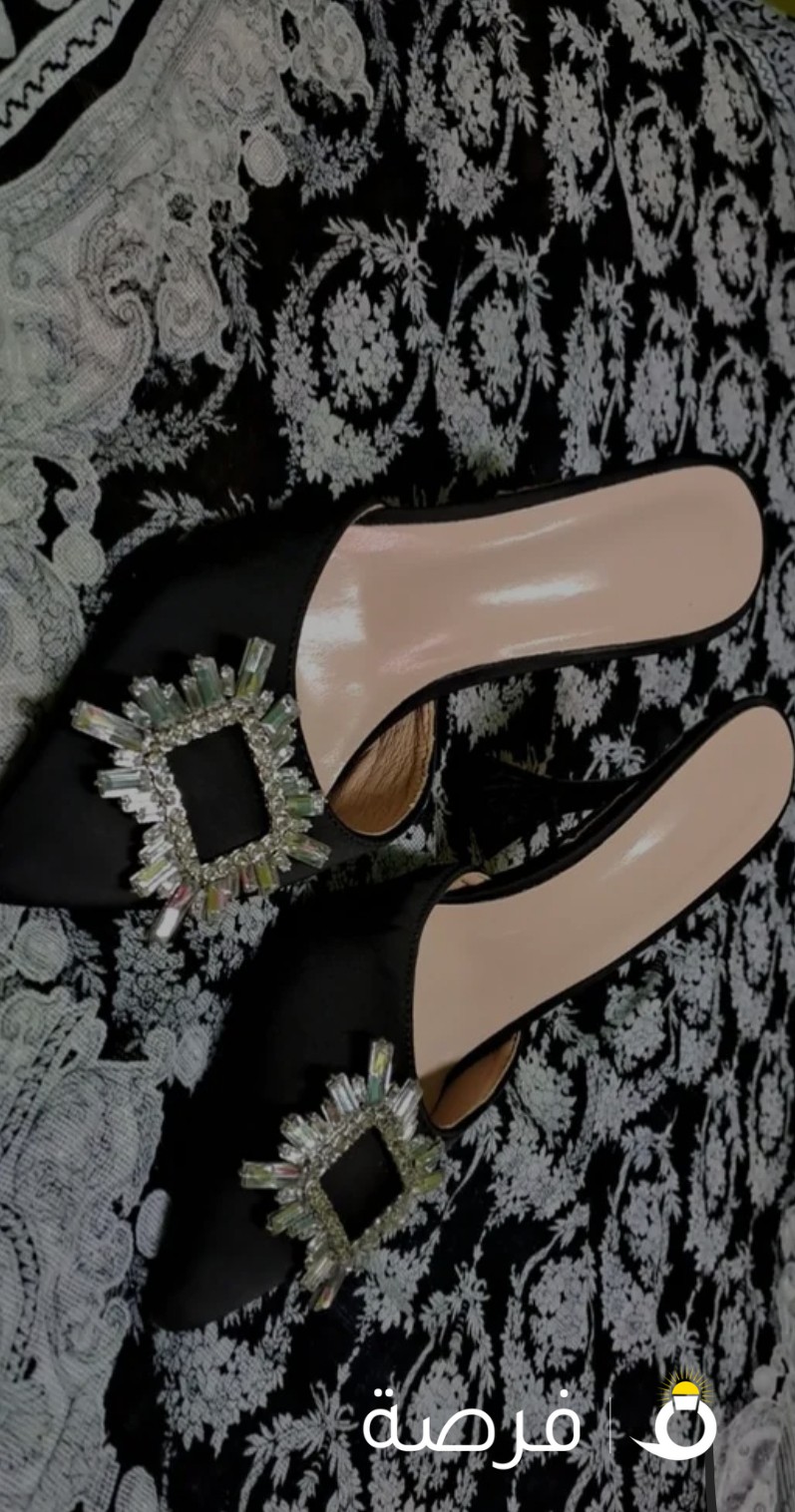 Black Rhinestone trendy heels