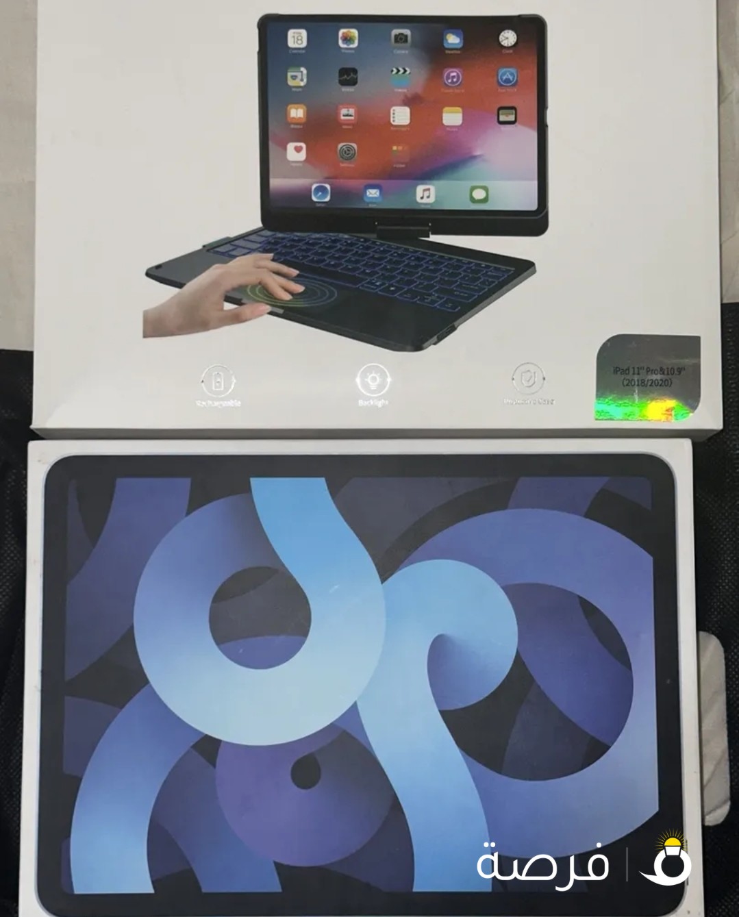 Ipad Air 4th Generation+keyboard case+extra case- ايباد اير الجيل الرابع+كيبورد+كافير زيادة