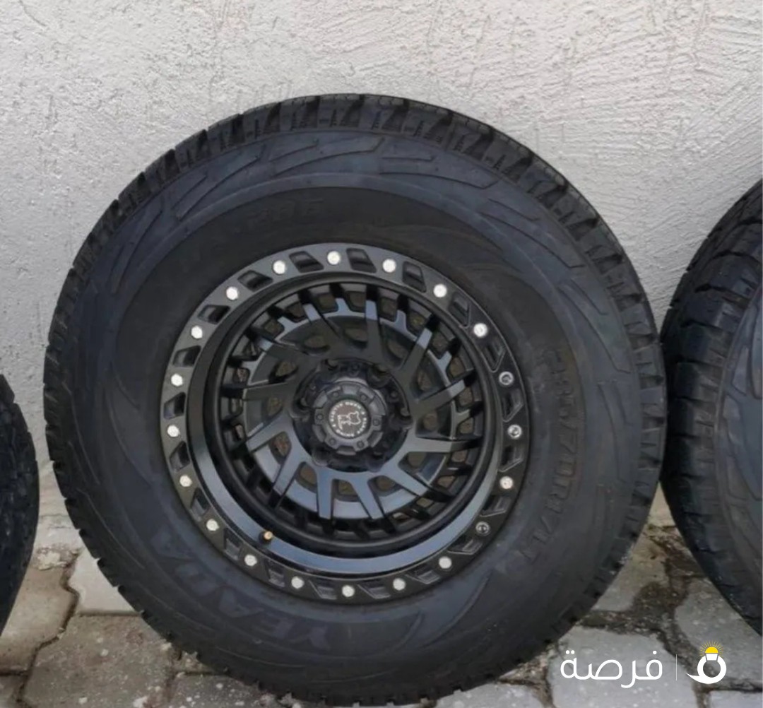 رنقات بلاك راينو 6 براغي مع 4 تواير ربع حجري موديل 2023 مقاس 285/70/17