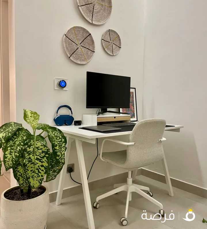 Desk, chair, monitor stand, and keyboard mat