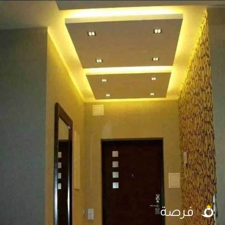 ديكور جبس بورد أسقف معلقه بارتيشن بلاطات 60 في60 جبس وألمونيوم بديل خشب بديل رخام باب أكورديون سحاب