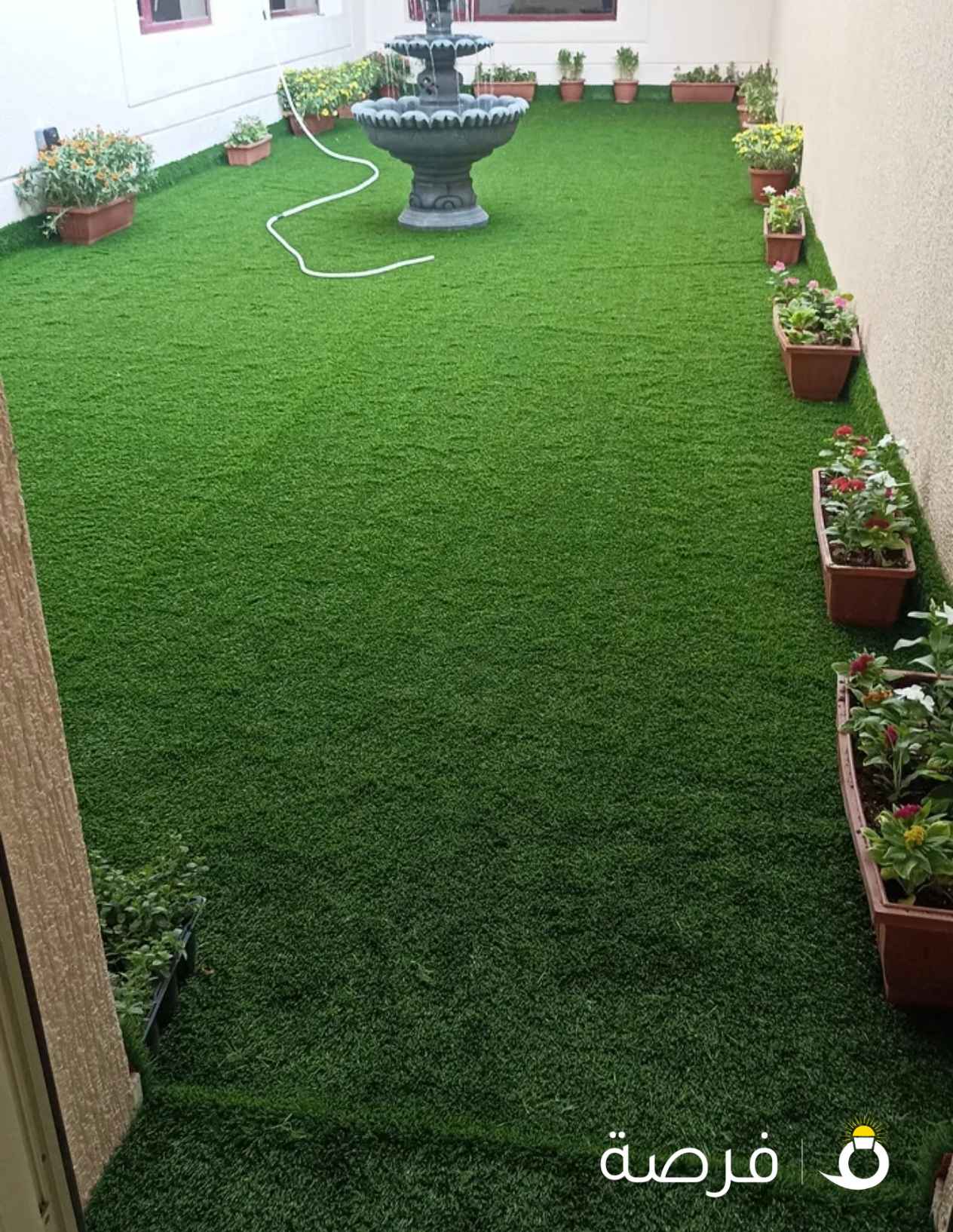 تنسيق حدائق وتركيب الثيل الصناعى والسور التركى وزرع الثيل الطبيعى وتركيب البلاط المتتداخل والكربستون