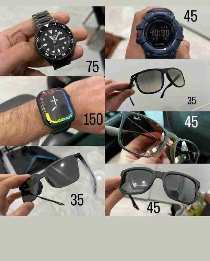 Seiko سيكو، Casio G-Shock, ray ban , Apple watch S7, 100%